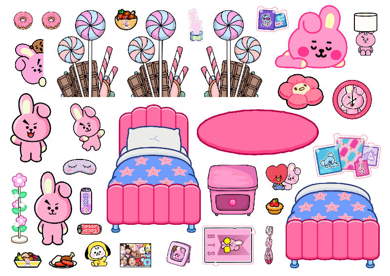 Candyhome paper shop - Toca Life World Quiet Book#40 Pink house with Cooky BT21 (BTS) PDF file