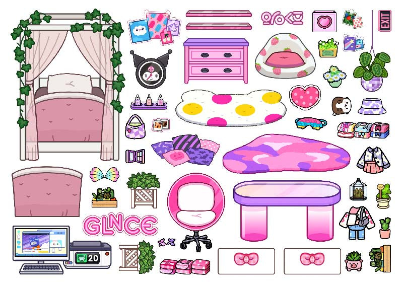 Zinnets.com - Candyhome paper shop - Candy Home Quiet Book#97 Toca Life World Y2k House Quiet Book Printable PDF file