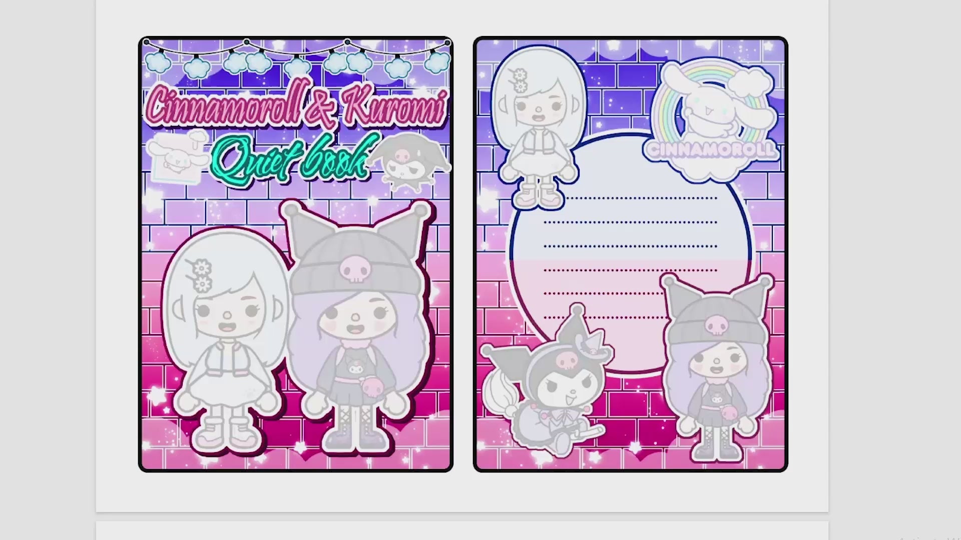 Candy Home Quiet Book#102 Kuromi vs Cinnamoroll Quiet Book Candy Home Quiet Book#102 Kuromi vs Cinnamoroll Quiet Book